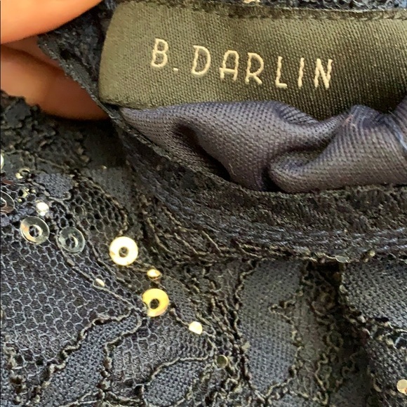 ✨Navy Lace & Silver sequin Open back Dress stretch - Picture 8 of 8